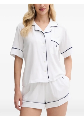 Polo Ralph Lauren piped-trim embroidered-logo pajamas - White