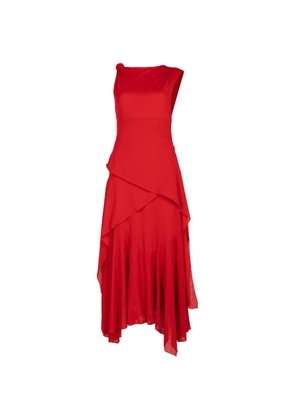 GANNI midi draped knot-detail dress - Red
