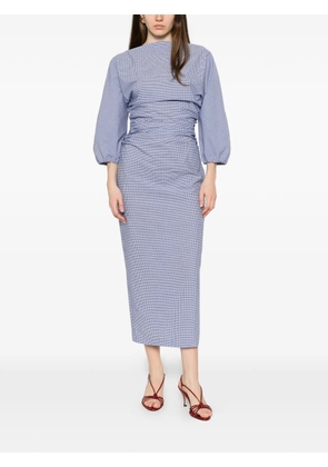 Bernadette Ezra gingham-print gathered midi dress - Blue