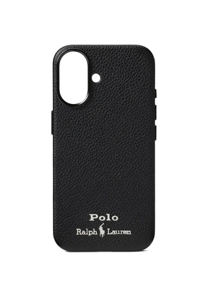 Polo Ralph Lauren logo-print pebbled leather iPhone case - Black