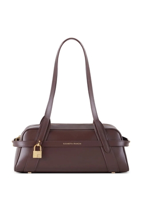 Elisabetta Franchi small padlock-detail leather shoulder bag - Brown
