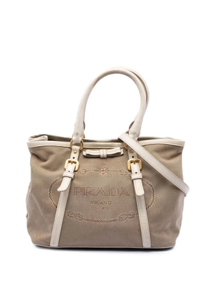 Prada Pre-Owned 2013-2026 Canvas Canapa Logo Bow satchel - White