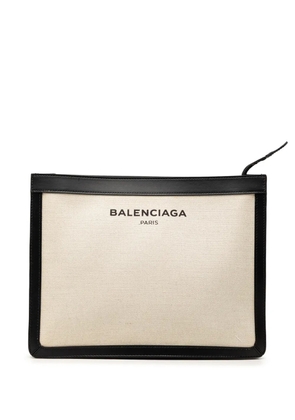Balenciaga Pre-Owned 2016 Canvas Navy clutch bag - Brown