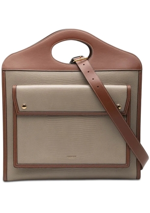 Burberry Pre-Owned 2018-2023 Medium Lizard Embossed Leather Pocket satchel - Brown