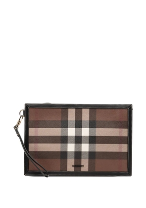 Burberry Pre-Owned 2000-2017 Check Coated Canvas and Leather Zip Pouch clutch bag - Brown