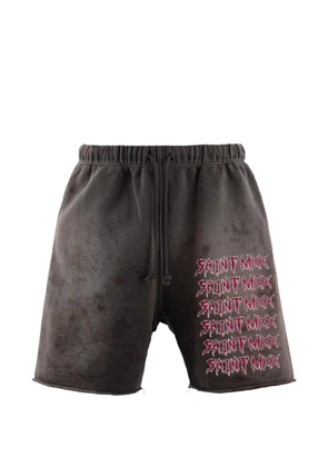 SAINT MXXXXXX logo-print raw-cut shorts - Grey