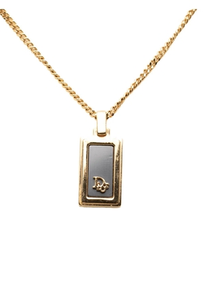 Christian Dior Pre-Owned 1970-1980 Gold Plated Enamel Logo Pendant Necklace costume necklace