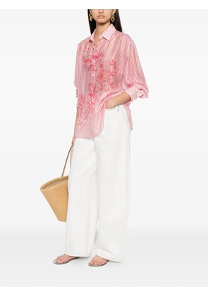 ERMANNO FIRENZE floral-print striped shirt - Pink
