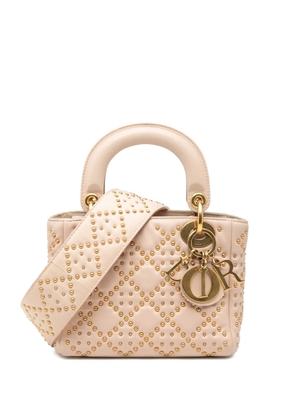 Christian Dior Pre-Owned 2017 Mini Lambskin Cannage Studded Supple Lady Dior satchel - Brown