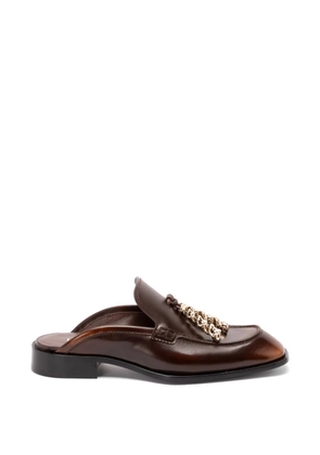 LOEWE chain-embellished leather mule loafers - Brown