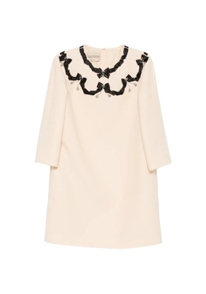 Valentino Garavani bow-embellished crystal-pendant dress - Neutrals