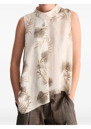 BIANCALANCIA floral-print sleeveless blouse - Neutrals