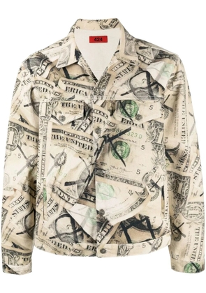 424 dollar bill print denim jacket - Neutrals