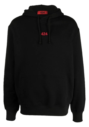 424 logo-embroidered cotton hoodie - Black