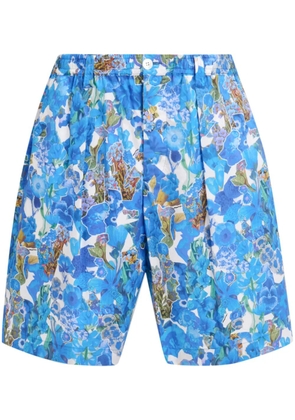 Marni floral-print cotton shorts - Blue