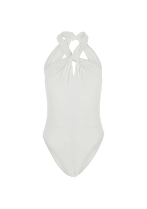 Federica Tosi twist-detail halterneck swimsuit - White