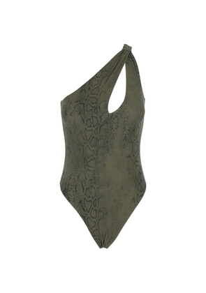 Federica Tosi python-print one-shoulder swimsuit - Green