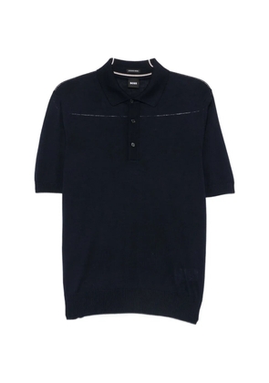BOSS short-sleeve wool polo shirt - Blue
