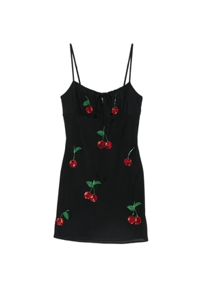Leslie Amon sequin-embellished cherry-motif mini dress - Black