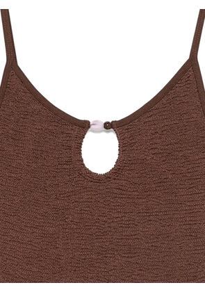 Hunza G bead-embellished cutout swimsuit - Brown