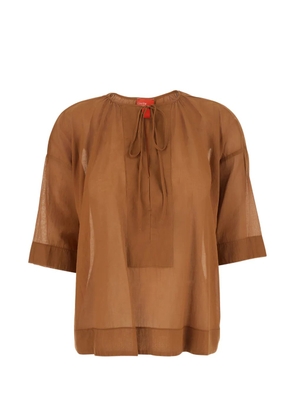 Merci tie-fastening semi-sheer blouse - Brown