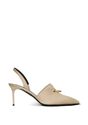 Balmain cotton gabardine slingbacks with piercing - Neutrals