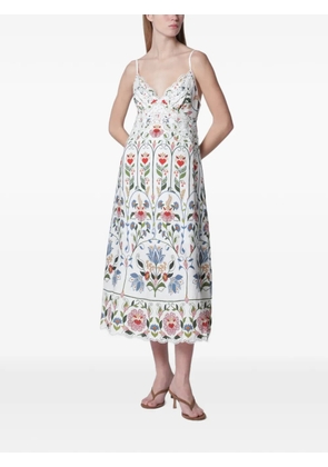 FARM Rio embroidered scallop-edge midi dress - White