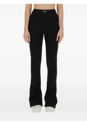 Off-White logo-print flared trousers - Black