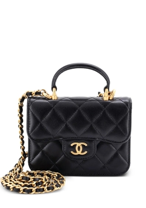 CHANEL Pre-Owned Top Handle Flap Coin Purse with Chain Quilted Lambskin crossbody bag - Black