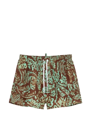 DSQUARED2 graffiti-print swim shorts - Brown