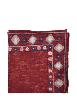 Brunello Cucinelli geometric-border handkerchief - Red