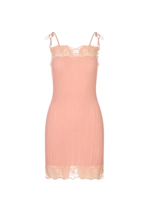 Chloé lace-trimmed ribbed-knit mini dress - Pink