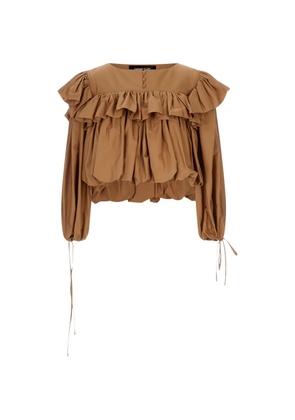 Chloé ruffled-trim long-sleeve blouse - Brown