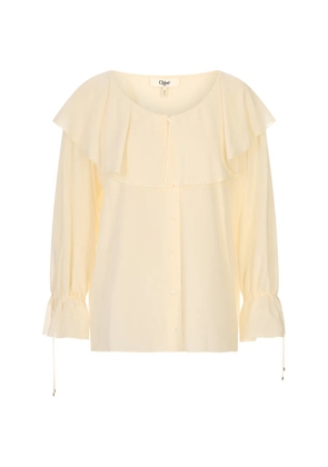 Chloé ruffled lace-trim blouse - Neutrals