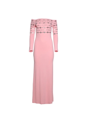 Rabanne ring-embellished off-shoulder dress - Pink