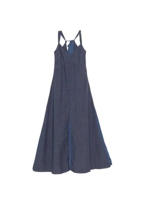 120% Lino halterneck flared maxi dress - Blue