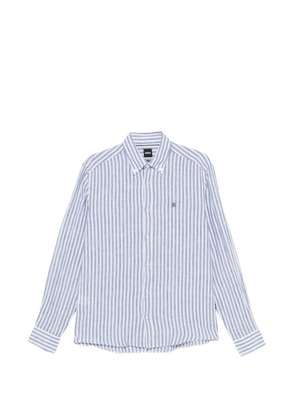 BOSS vertical-stripe linen shirt - Blue