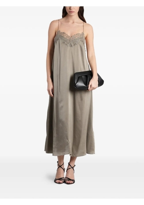 IRO Bailar lace-trimmed silk maxi dress - Green