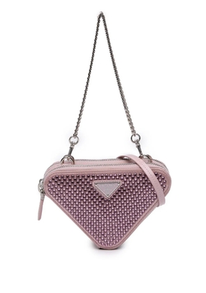 Prada Pre-Owned 2013-2025 Mini Crystal Embellished Satin and Leather Triangle Pouch satchel - Pink