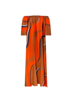 mapoésie Palao Madone abstract-print off-shoulder dress - Brown