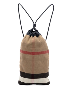 Burberry Pre-Owned 2000-2017 Mega Check Canvas Drawstring backpack - Brown