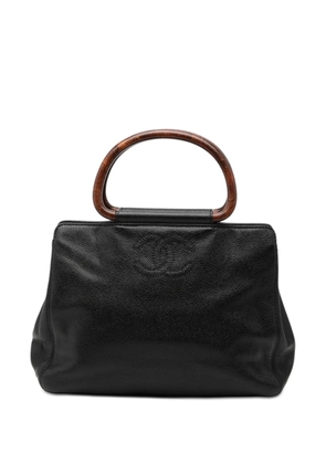 CHANEL Pre-Owned 1997-1999 CC Caviar Wood Top Handle Bag handbag - Black