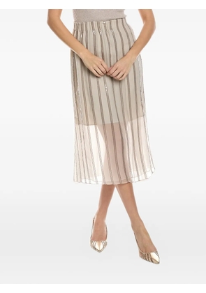 Brunello Cucinelli striped sequin-embellished midi skirt - Neutrals