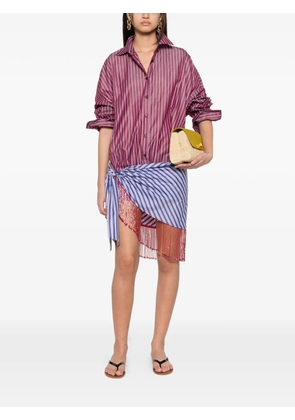 THE ANDAMANE Jolene beaded-fringe striped shirt mini dress - White