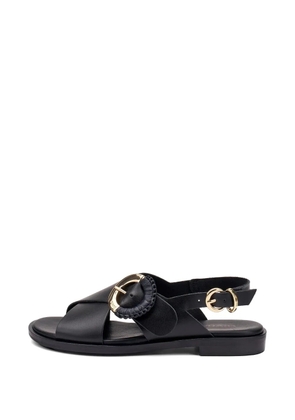 FRAU raffia-weave buckle leather sandals - Black