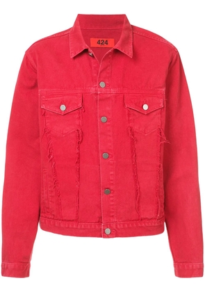 424 button denim jacket - Red