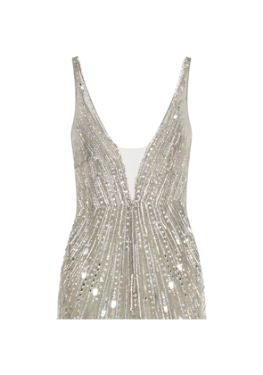 ROOM76 sequin-embellished sunburst-pattern dress - Silver
