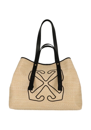 Off-White logo-motif woven tote bag - Neutrals