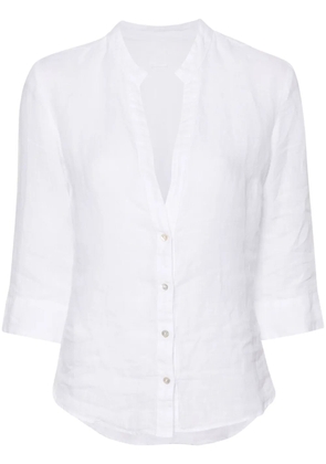 120% Lino V-neck linen blouse - White