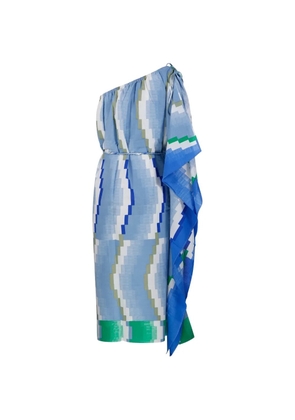 mapoésie Enna Aurore geometric-print one-shoulder dress - Blue